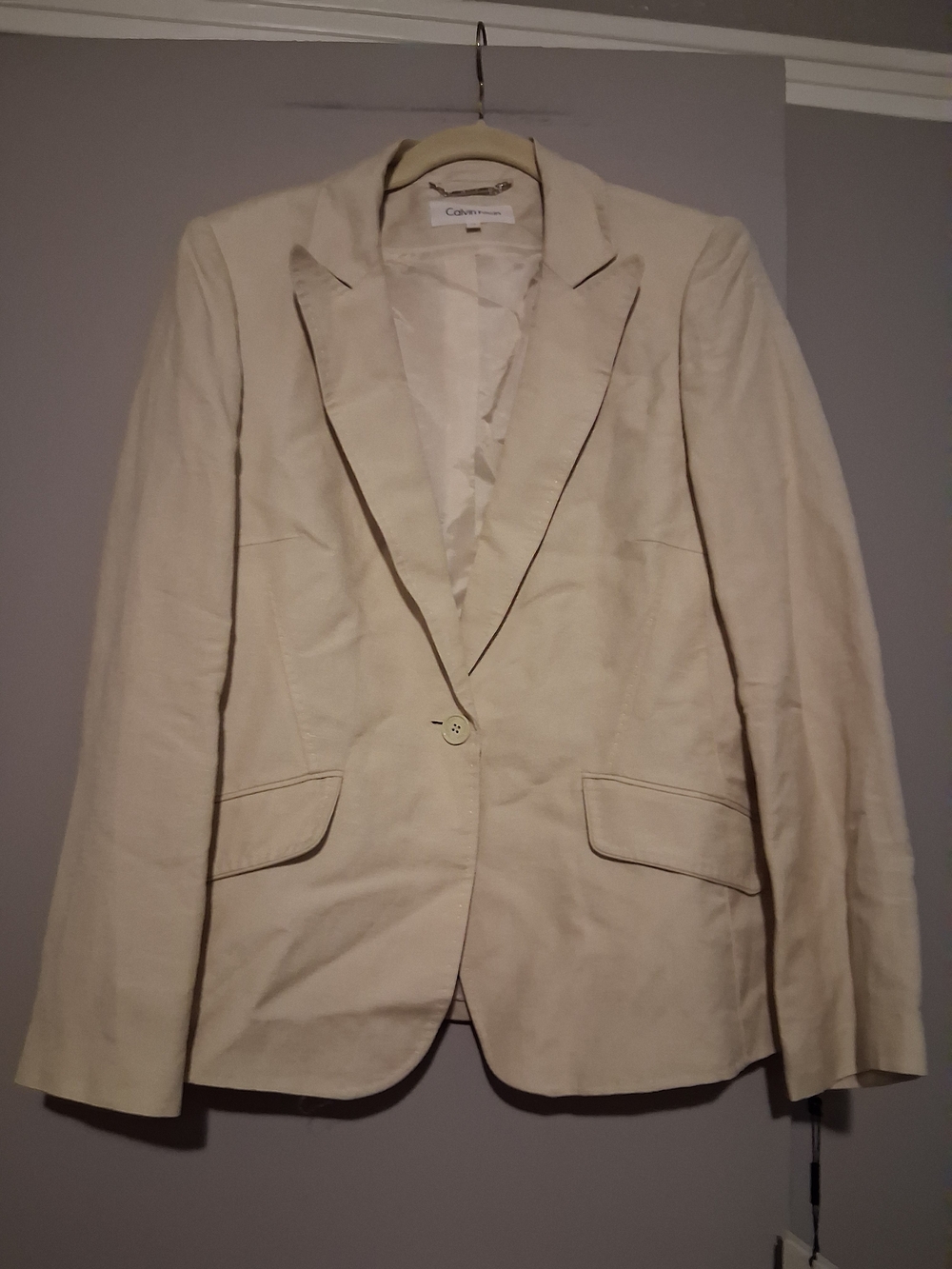 Calvin Klein Cream Single-Button Blazer